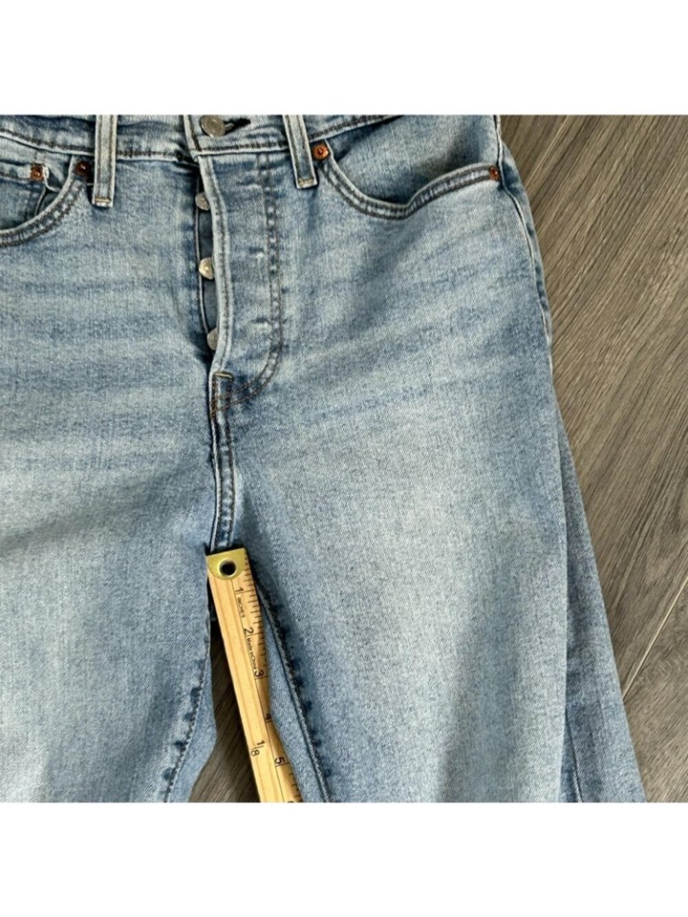 Levi's Wedgie Straight Jeans Womens 30 Light Wash High Rise Distressed Denim - Picture 15 of 16